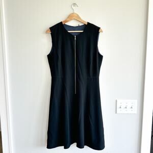 Elie Tahari Fit & Flare Front Zip Sleeveless Mini Dress Black